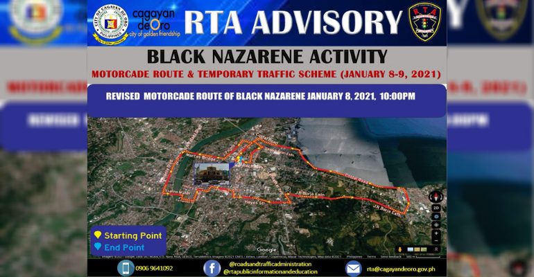 RTA Advisory: Revised motorcade route of Black Nazarene 2021