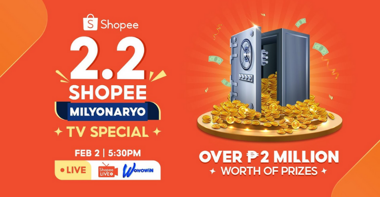 You Can Win Over ₱2M Worth of Prizes during Shopee’s 2.2 Shopee Milyonaryo TV Special