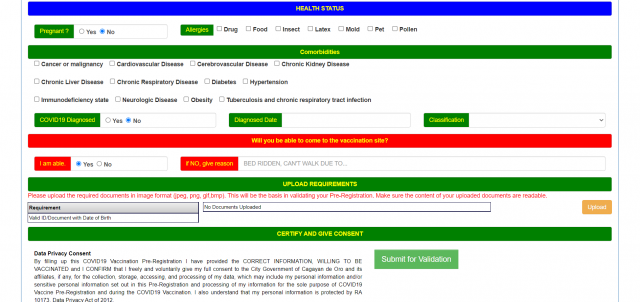 health stat form