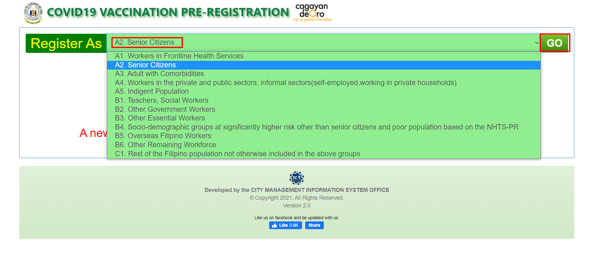 snr pre registration