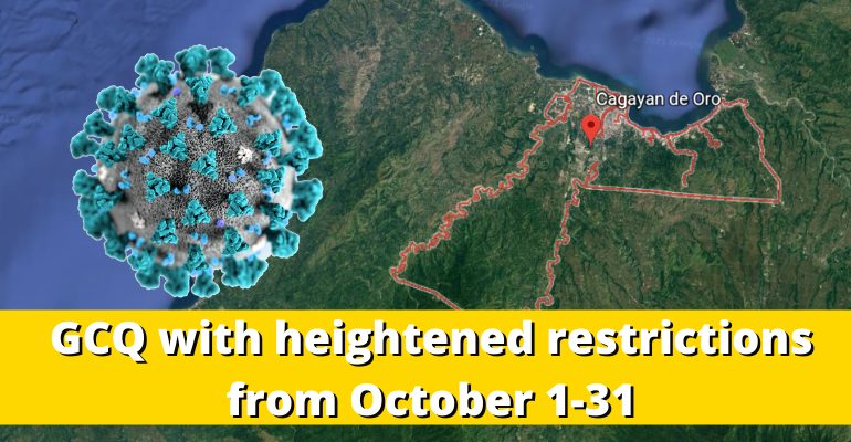 Cagayan de Oro City downgrade to GCQ from October 1-31