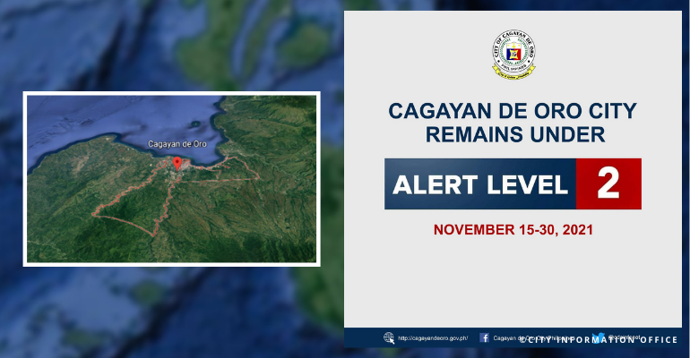 Cagayan de Oro remains under Alert Level 2 until November 30