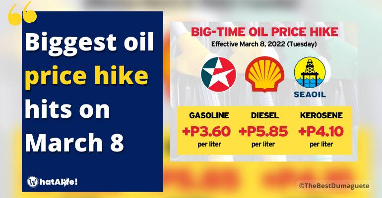 Biggest oil price hike hits on March 8
