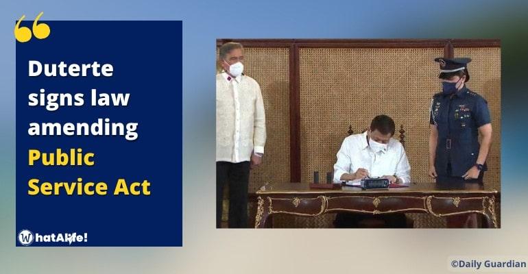 Duterte signs law enabling foreign ownership of telcos, airlines, railways