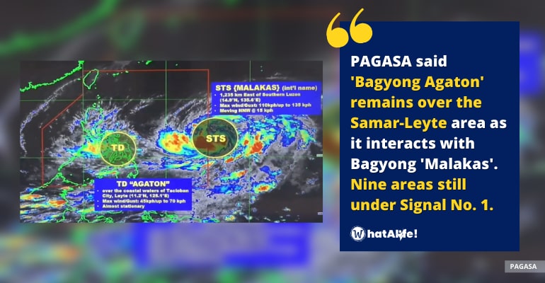 Agaton still over Samar-Leyte, 9 areas remain under Signal No. 1