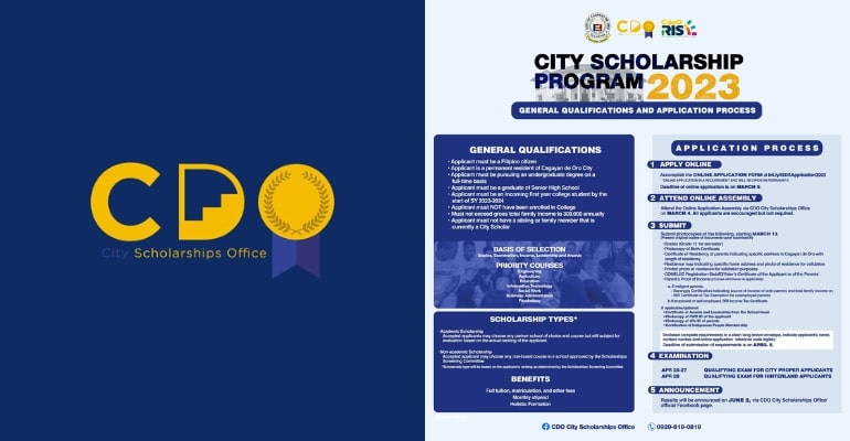 BREAKING: Applications for the 2023 CDO City College Scholarships Program are now open!