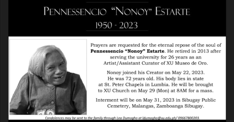Artist Pennessencio ”Nonoy” Estarte Passes Away at 72