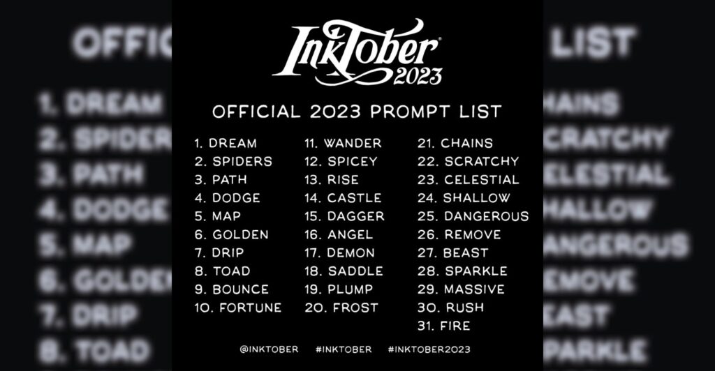 GUIDE Inktober 2023 and Prompts WhatALife!