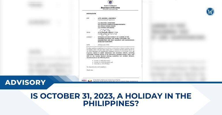 Is October 31, 2023, a Holiday in the Philippines?