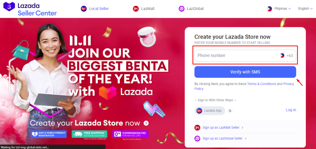 lazada sms verification