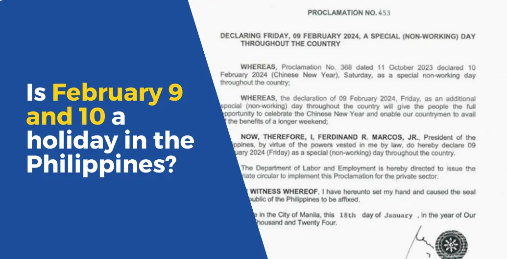 Is February 9 and 10 a holiday in the Philippines
