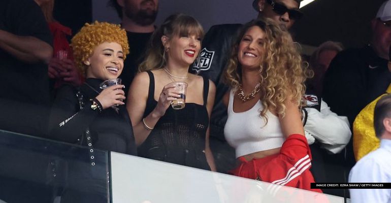 taylor swift attends super bowl with blake lively and ice spice