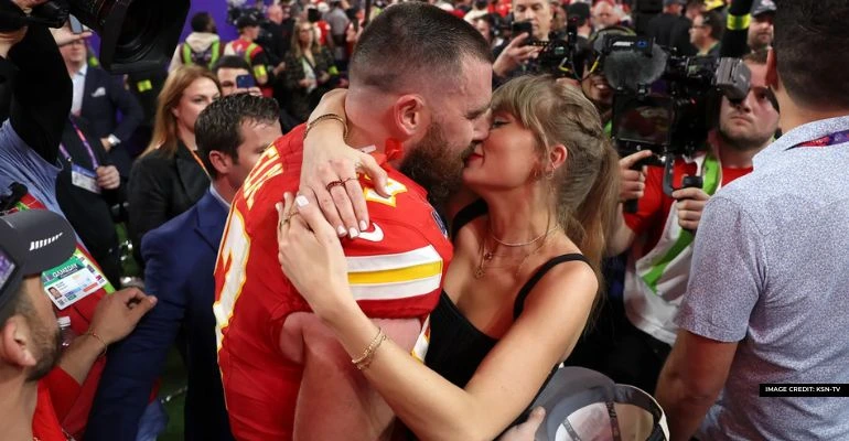 Taylor Swift joins Chiefs’ Kelce in championship celebration