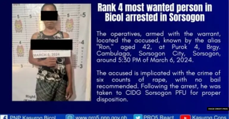 Bicols No. 4 most wanted nabbed in Sorsogon