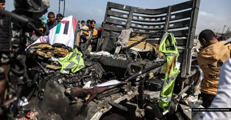 Israeli airstrikes on Gaza aid trucks cause Palestinian casualties