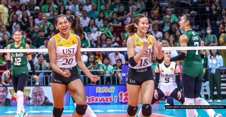sports (UST remains undefeated in UAAP womens volleyball)