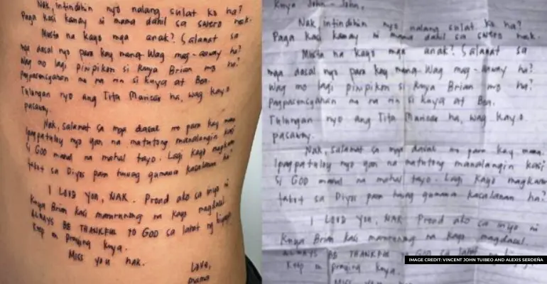 son honors his late mother by tattooing her last letter on his body
