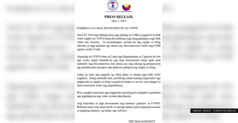 cagayan de oro declares emergency amid water crisis