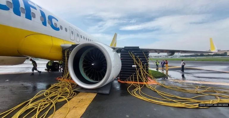 Cebu Pacific Plane Swerves NAIA Taxiway