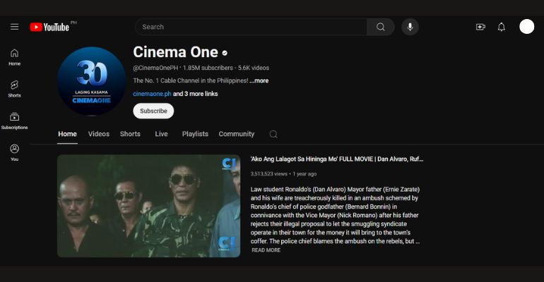 Cinema One PH YouTube Channel