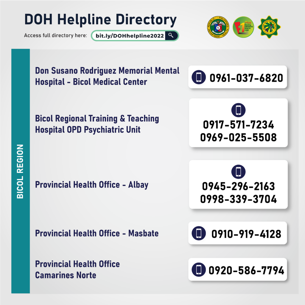 Luzon DOH Helpline Directory