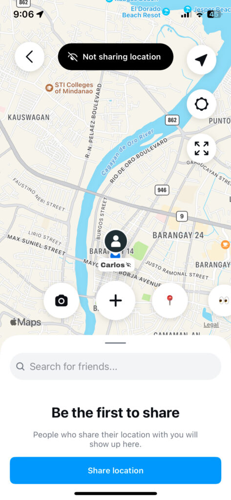 Image of Instagram sharing of location.