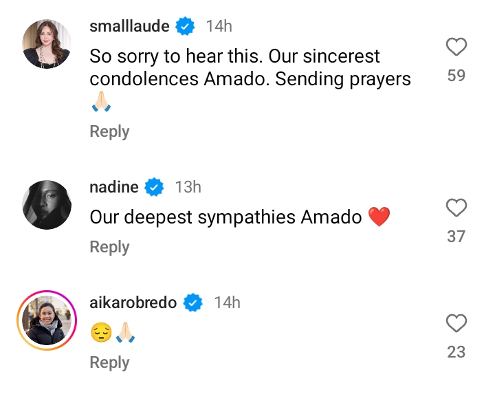 Small Laude, Nadine Lustre, and Aika Robredo expressed their condolences on the passing of Margarita Fores.